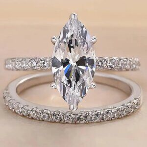 4 Carat Marquise Cut Lab Created Cubic Zirconia 14k White Gold Plated